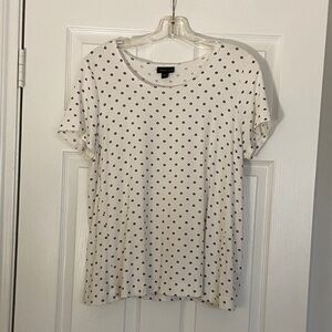 J. Jill White and Black Polka Dot Short Sleeve Tee